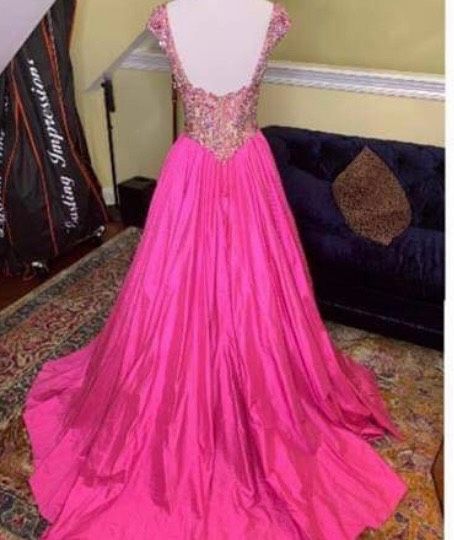 Style Custom Couture Sherri Hill Size 2 Pageant Cap Sleeve Pink Ball Gown on Queenly