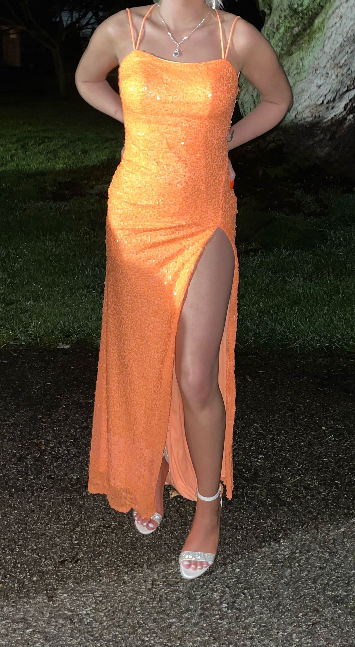 Size 4 Prom Orange Side Slit Dress on Queenly