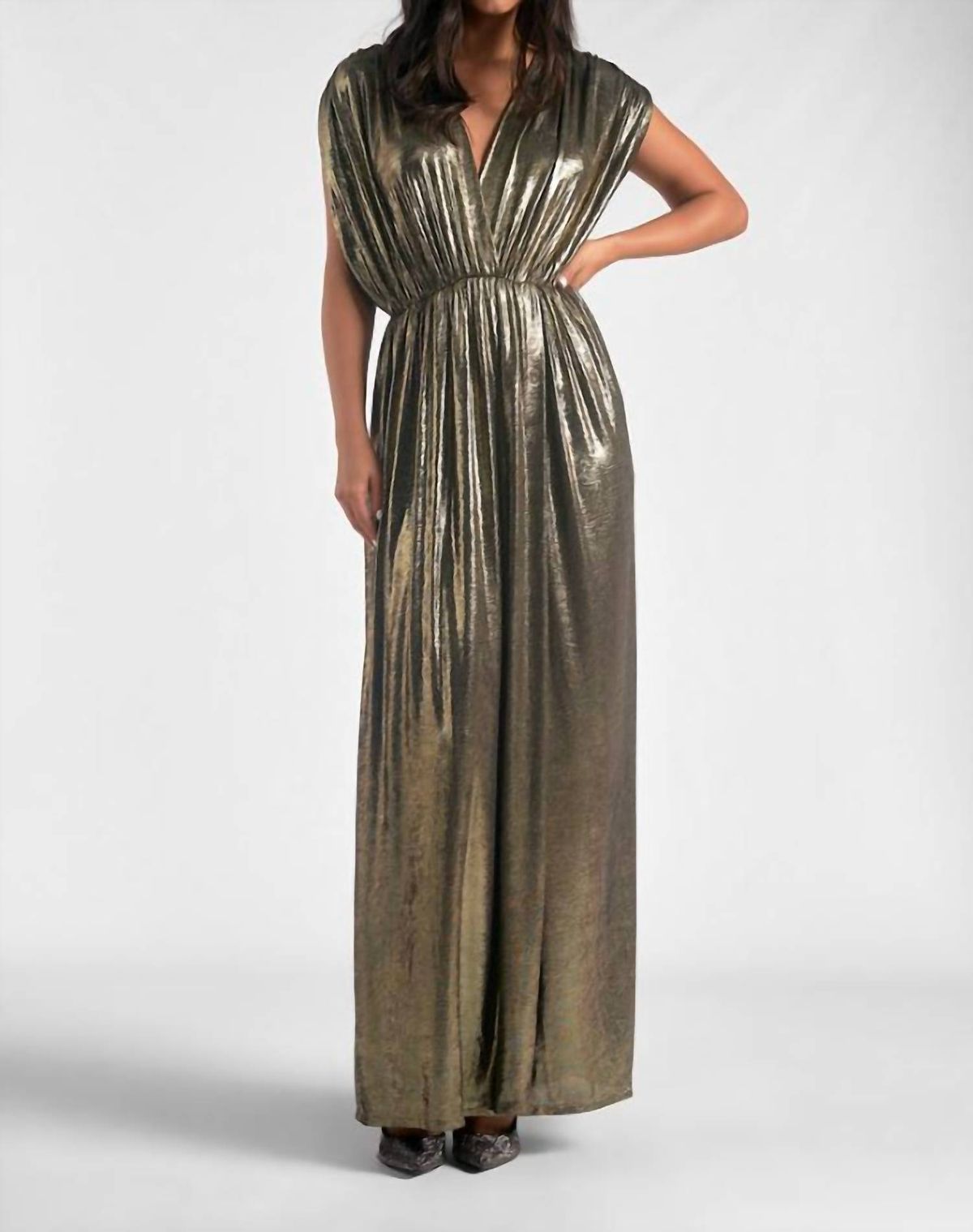 Style 1-1282138007-2791 ELAN Size L Gold Floor Length Maxi on Queenly