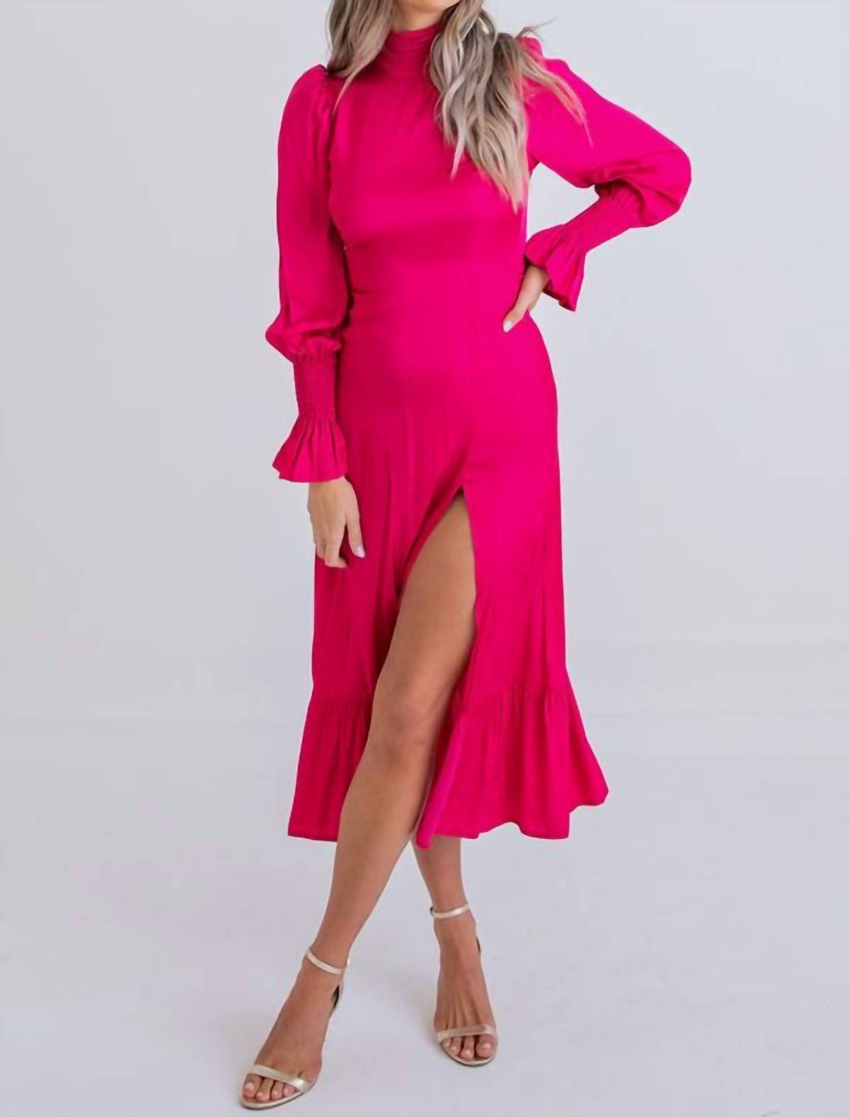 Style 1-134529967-2901 Karlie Size M Long Sleeve Satin Pink Cocktail Dress on Queenly