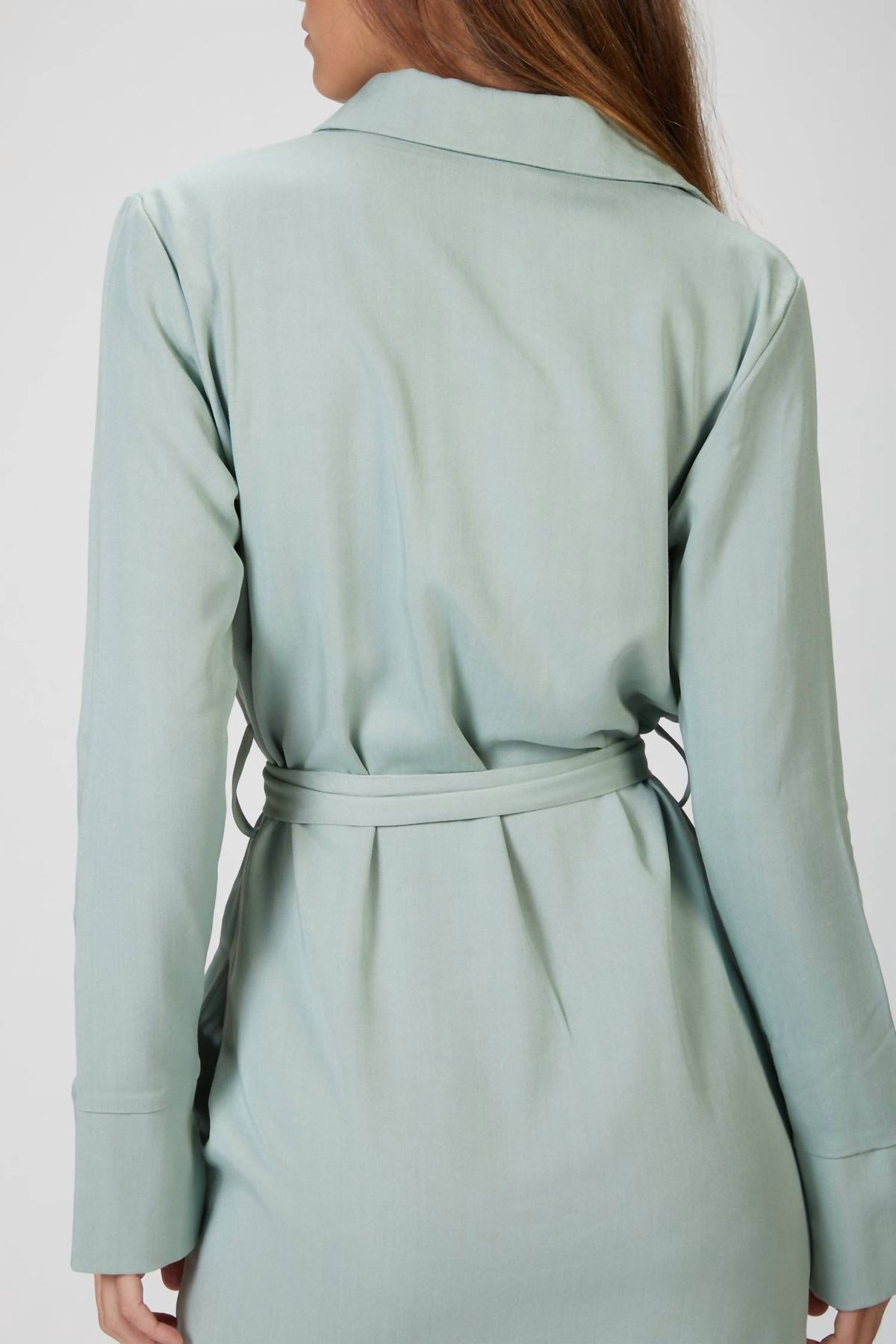 Style 1-2032148790-3855 THE LINE BY K Size XS Long Sleeve Green Side Slit Dress on Queenly