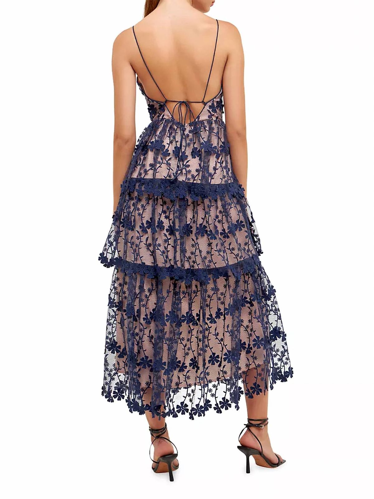 Style 1-2050248914-2696 endless rose Size L Lace Navy Blue Cocktail Dress on Queenly