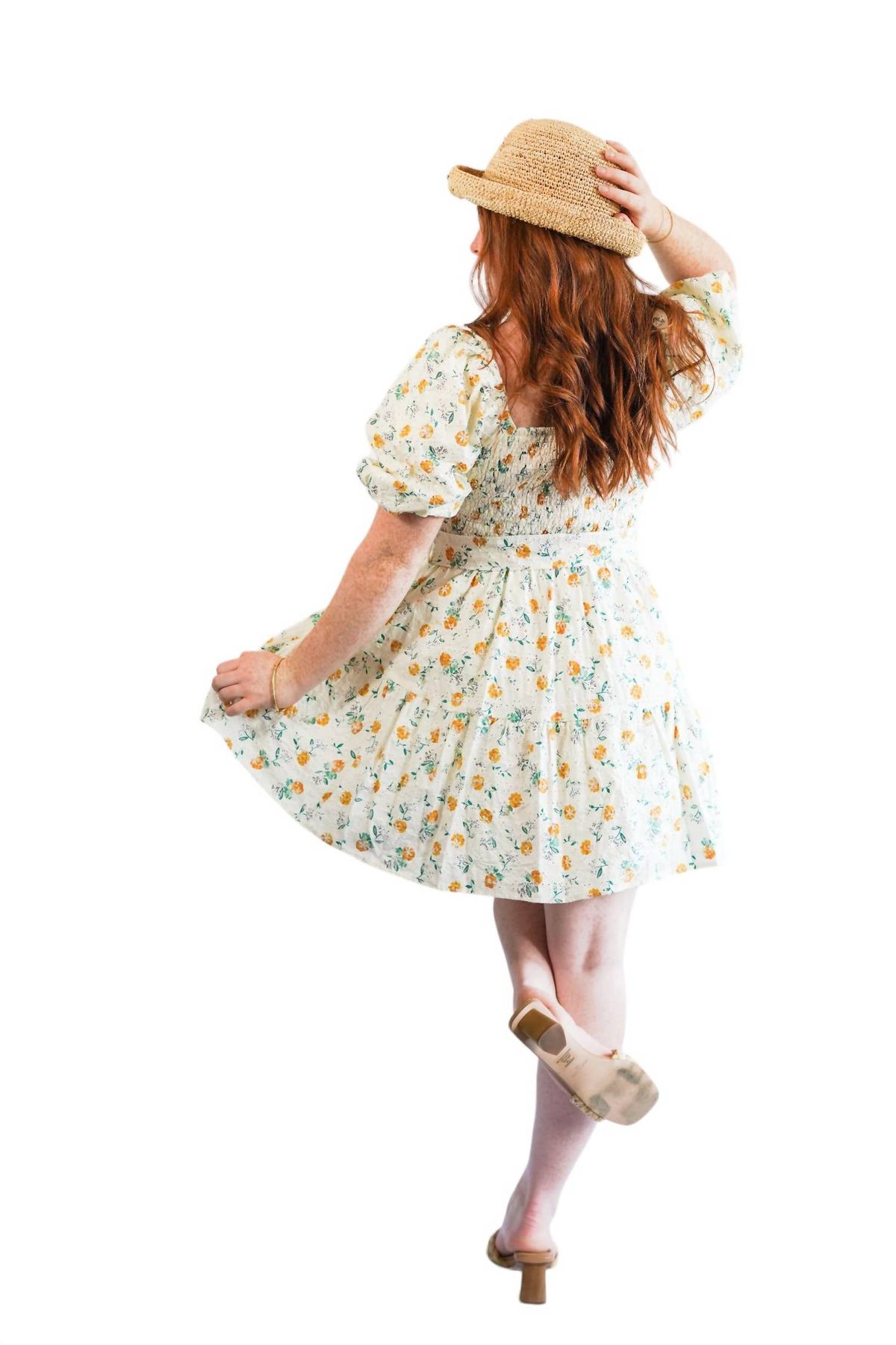 Style 1-2406857799-2696 Just Me Size L Floral Yellow Cocktail Dress on Queenly