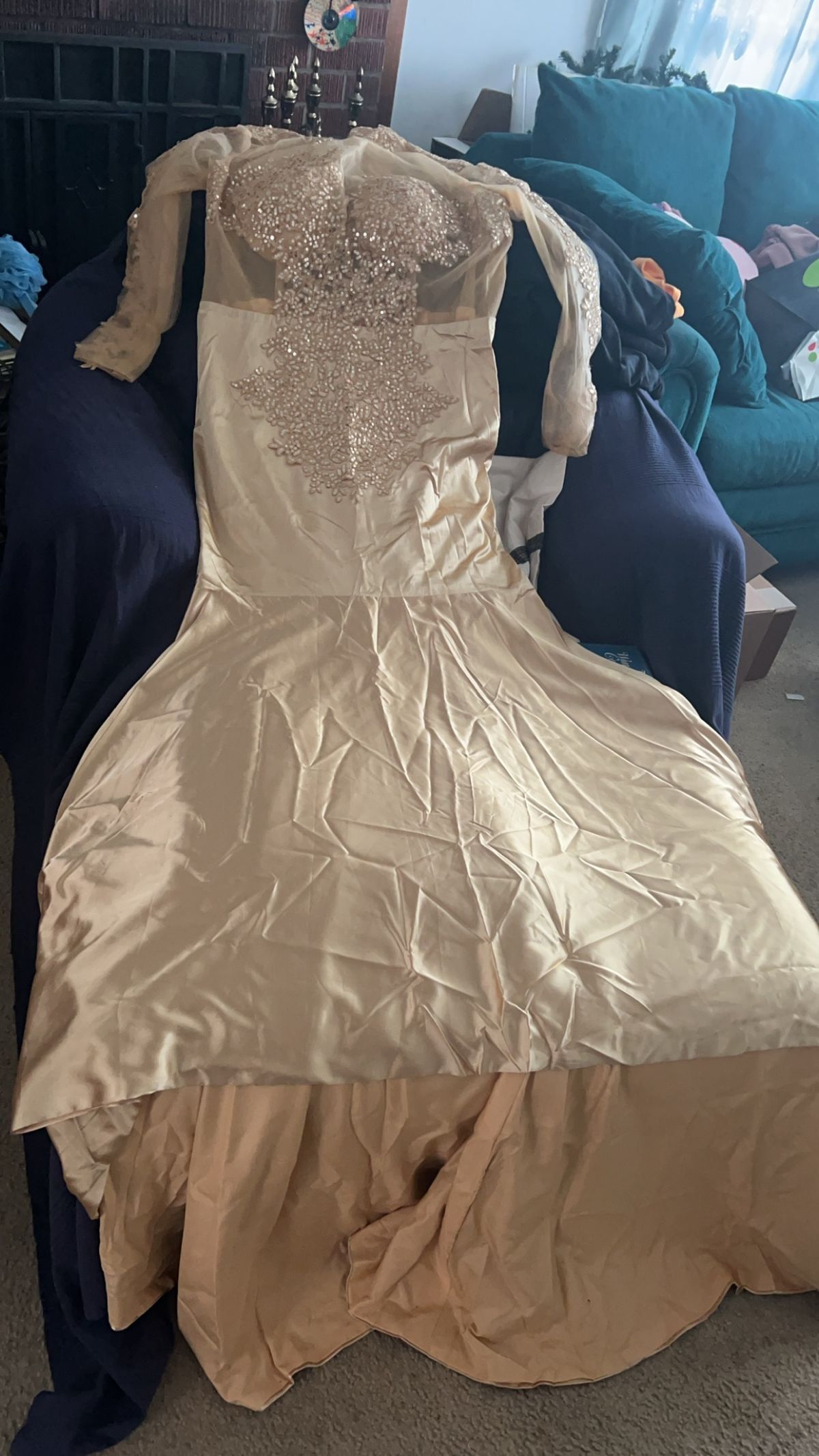 Plus Size 22 Prom Gold Mermaid Dress on Queenly