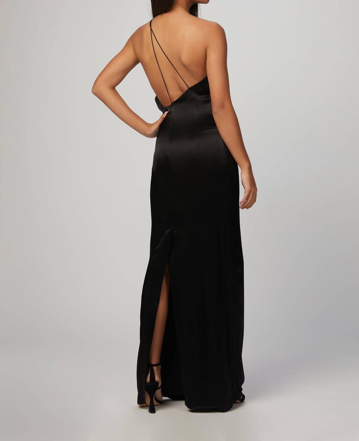 Style 1-327413055-3236 IN THE MOOD FOR LOVE Size S One Shoulder Black Floor Length Maxi on Queenly