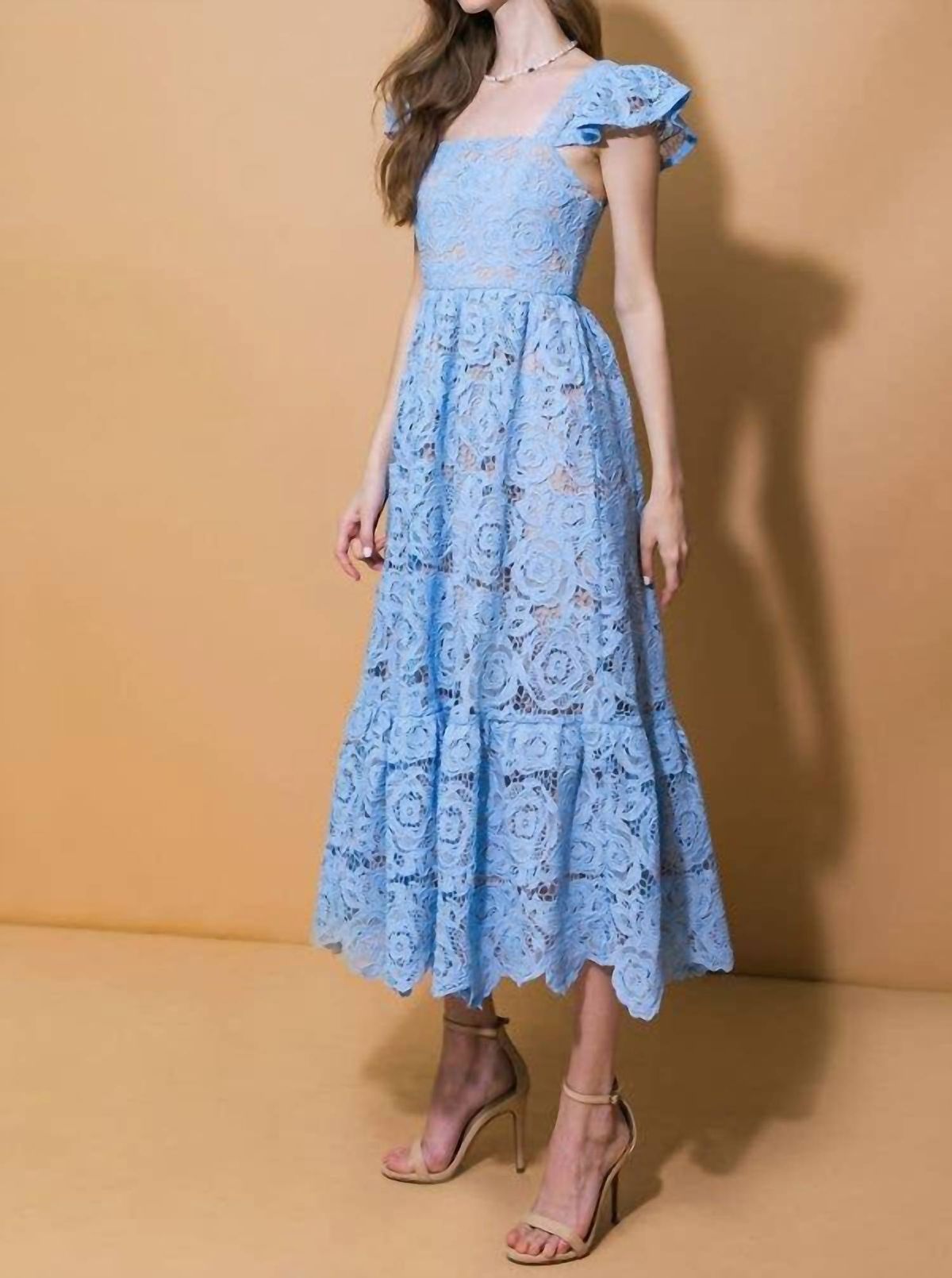 Style 1-3275701767-2901 FLYING TOMATO Size M Lace Blue Cocktail Dress on Queenly