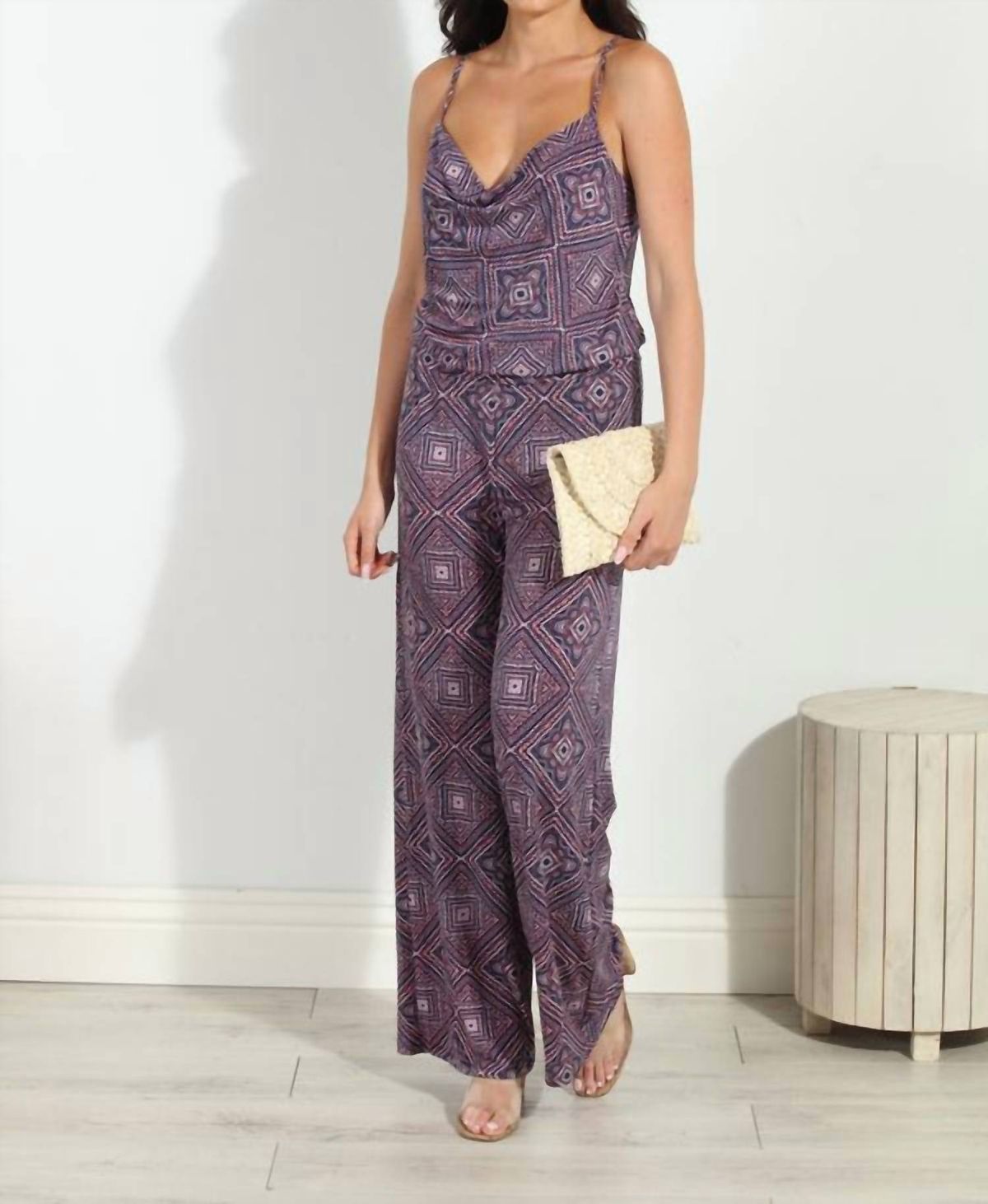 Style 1-3301384305-3236 Veronica M Size S Purple Formal Jumpsuit on Queenly