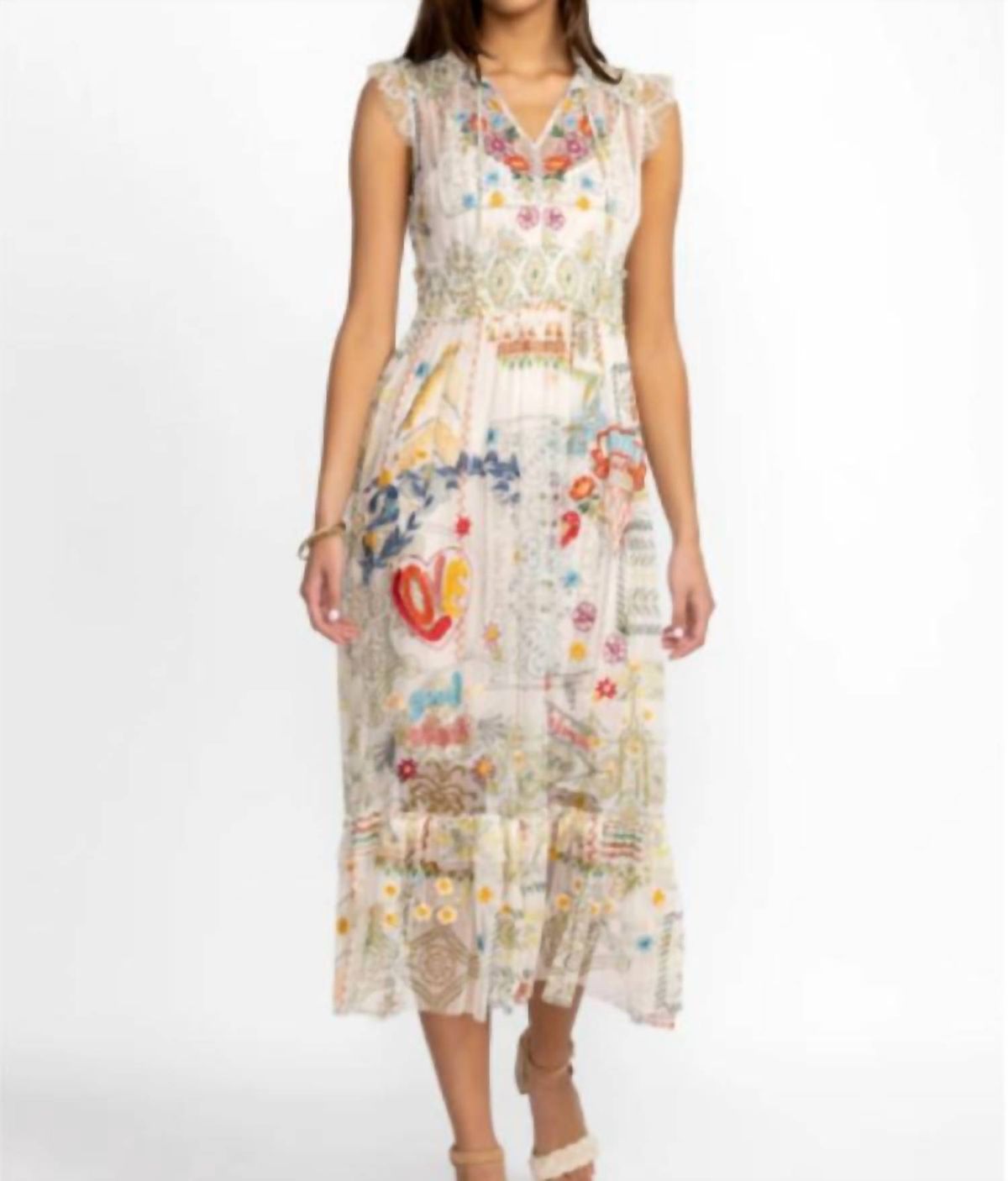 Style 1-3516883336-2901 Johnny Was Size M Floral Multicolor Cocktail Dress on Queenly