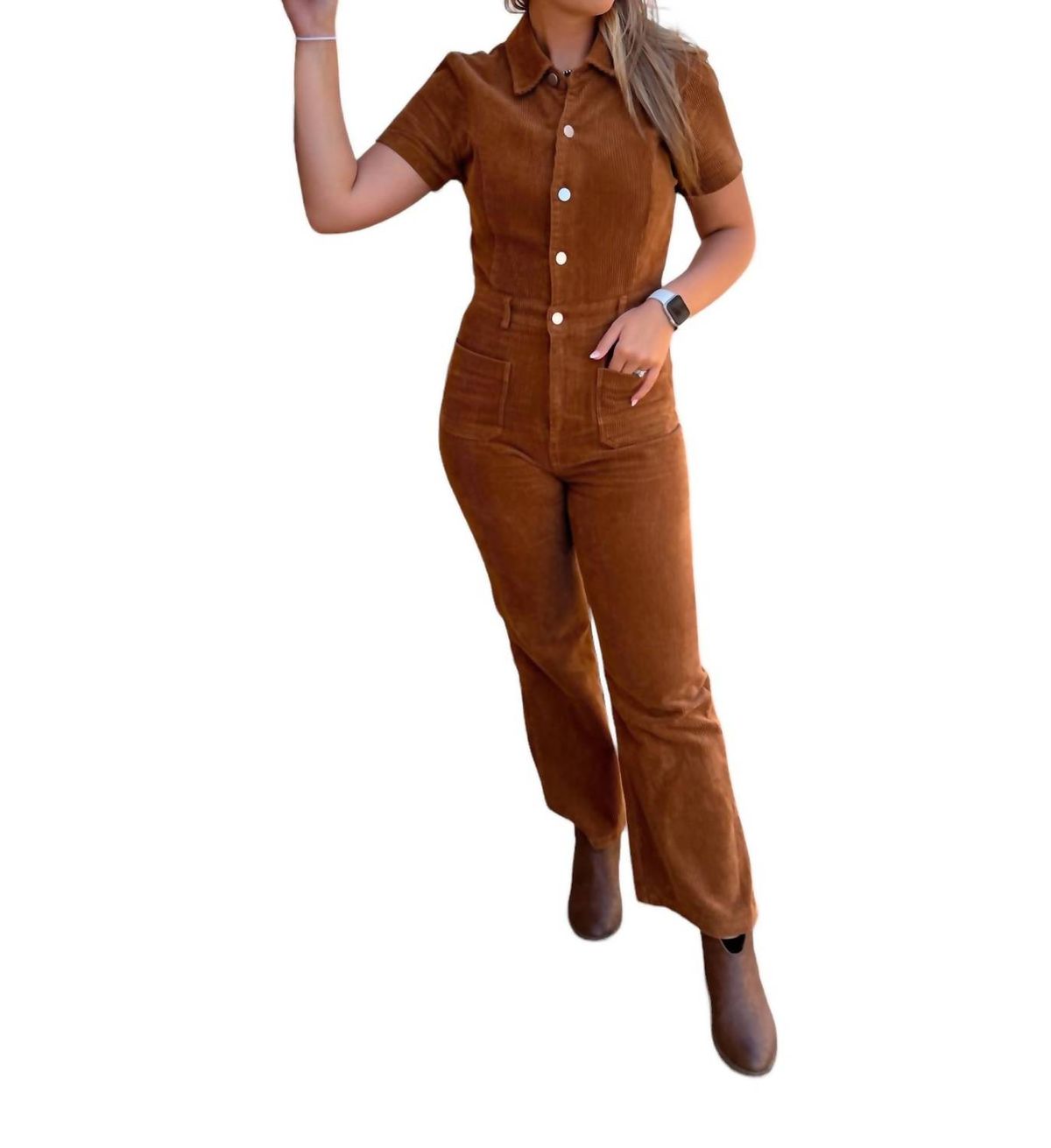 Style 1-3669097819-3011 day + moon Size M Brown Formal Jumpsuit on Queenly