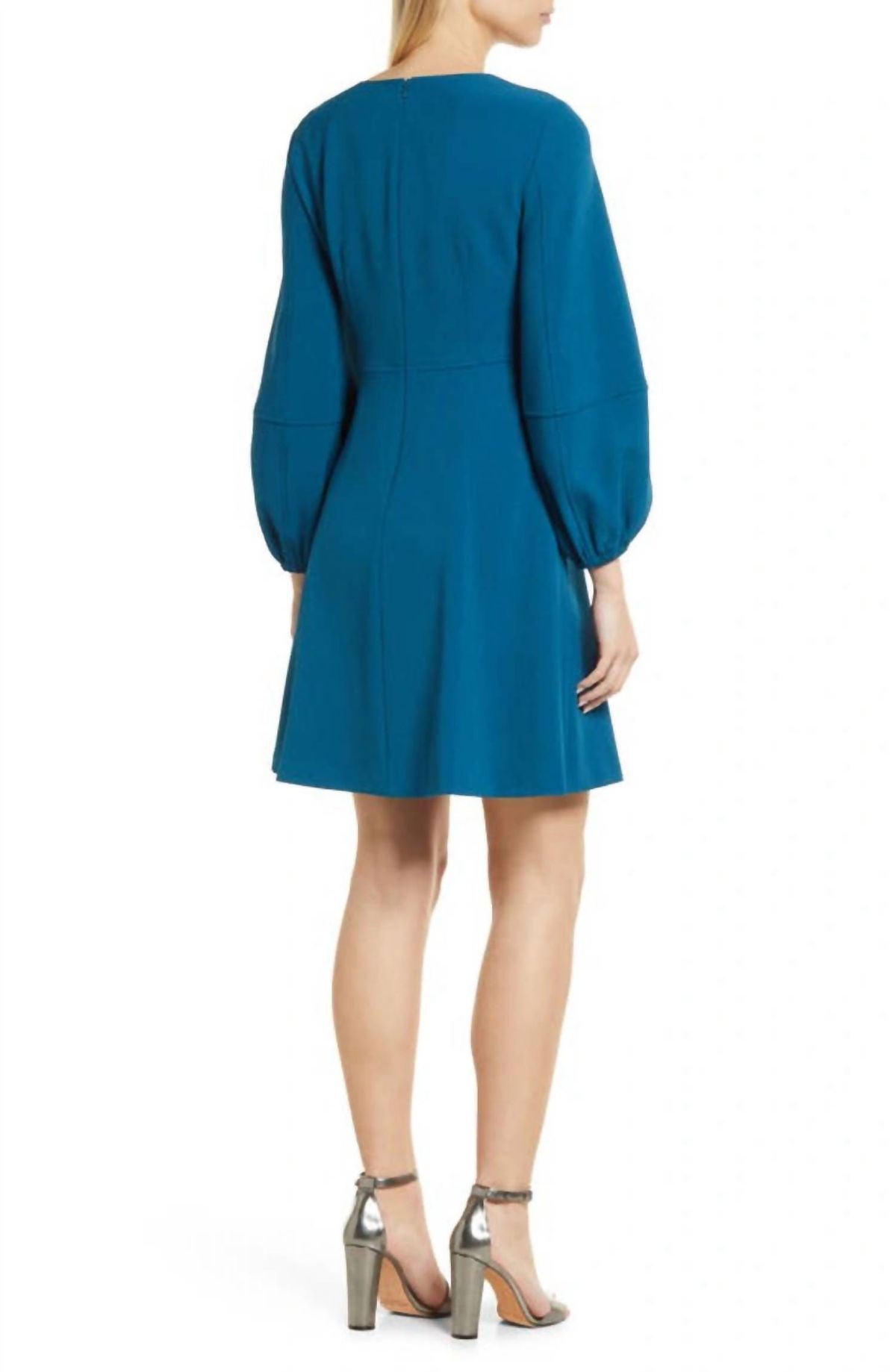 Style 1-4049991596-98 Eliza J Size 10 Long Sleeve Blue Cocktail Dress on Queenly