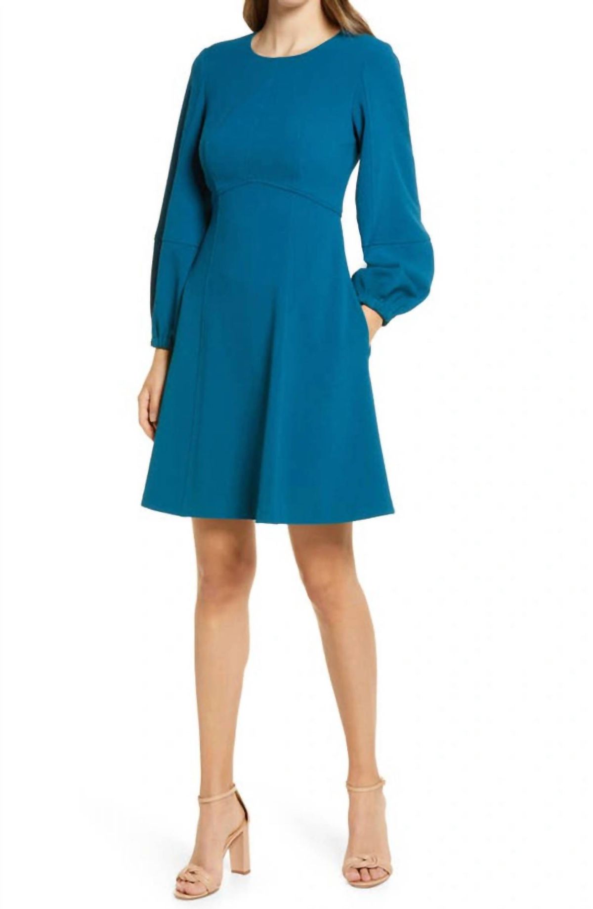 Style 1-4049991596-98 Eliza J Size 10 Long Sleeve Blue Cocktail Dress on Queenly