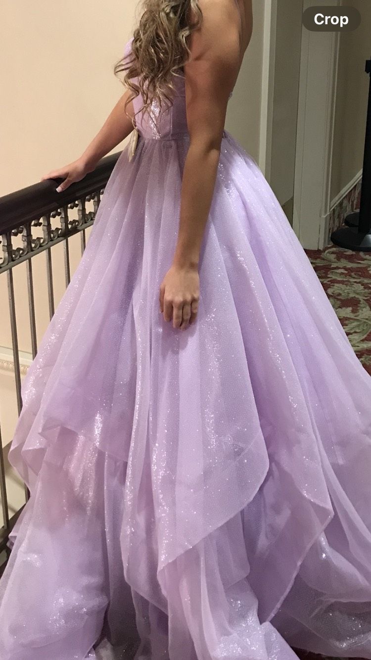 Sherri Hill Size 0 Pageant Plunge Purple Ball Gown on Queenly