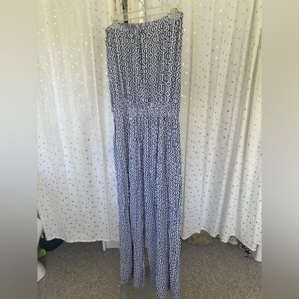 Ava Sky Size L Strapless Blue Formal Jumpsuit on Queenly