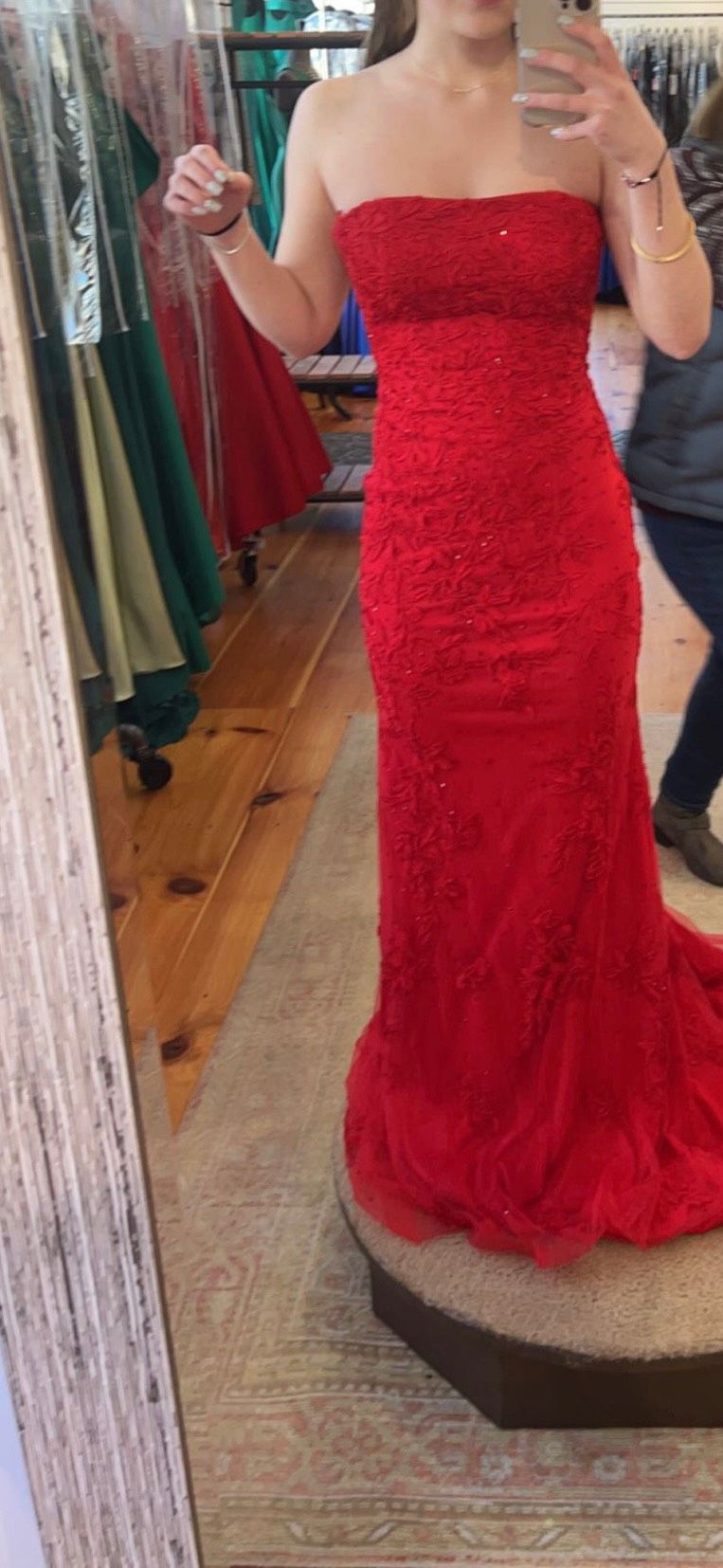 Faviana Size 0 Prom Strapless Red A-line Dress