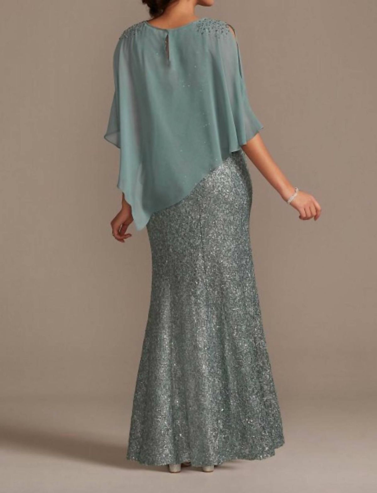 Style 20091 Ignite Size 6 Wedding Guest Sequined Light Blue Floor Length Maxi on Queenly