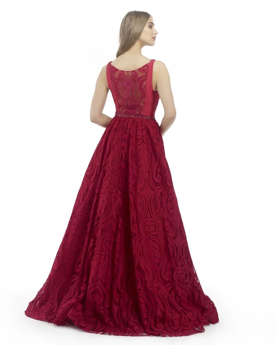 Style 15798 Morrell Maxie  Size 4 Prom Lace Burgundy Red A-line Dress on Queenly