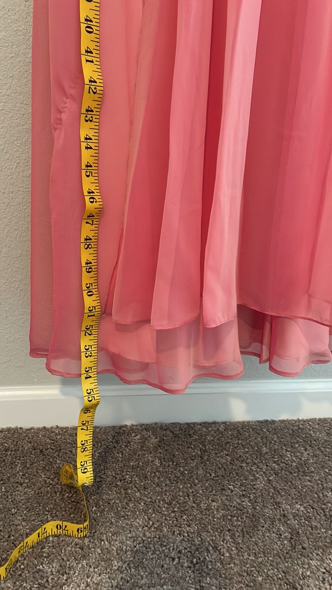 Size 10 Bridesmaid Plunge Coral Floor Length Maxi on Queenly