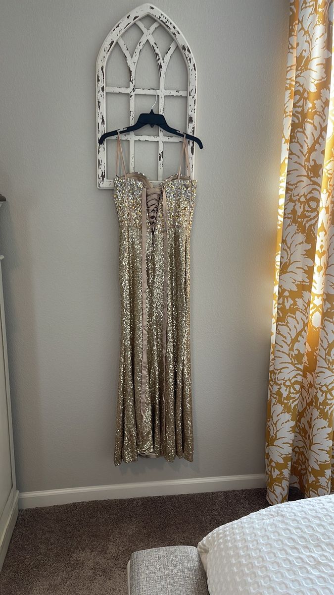 Size S Prom Strapless Gold Floor Length Maxi on Queenly