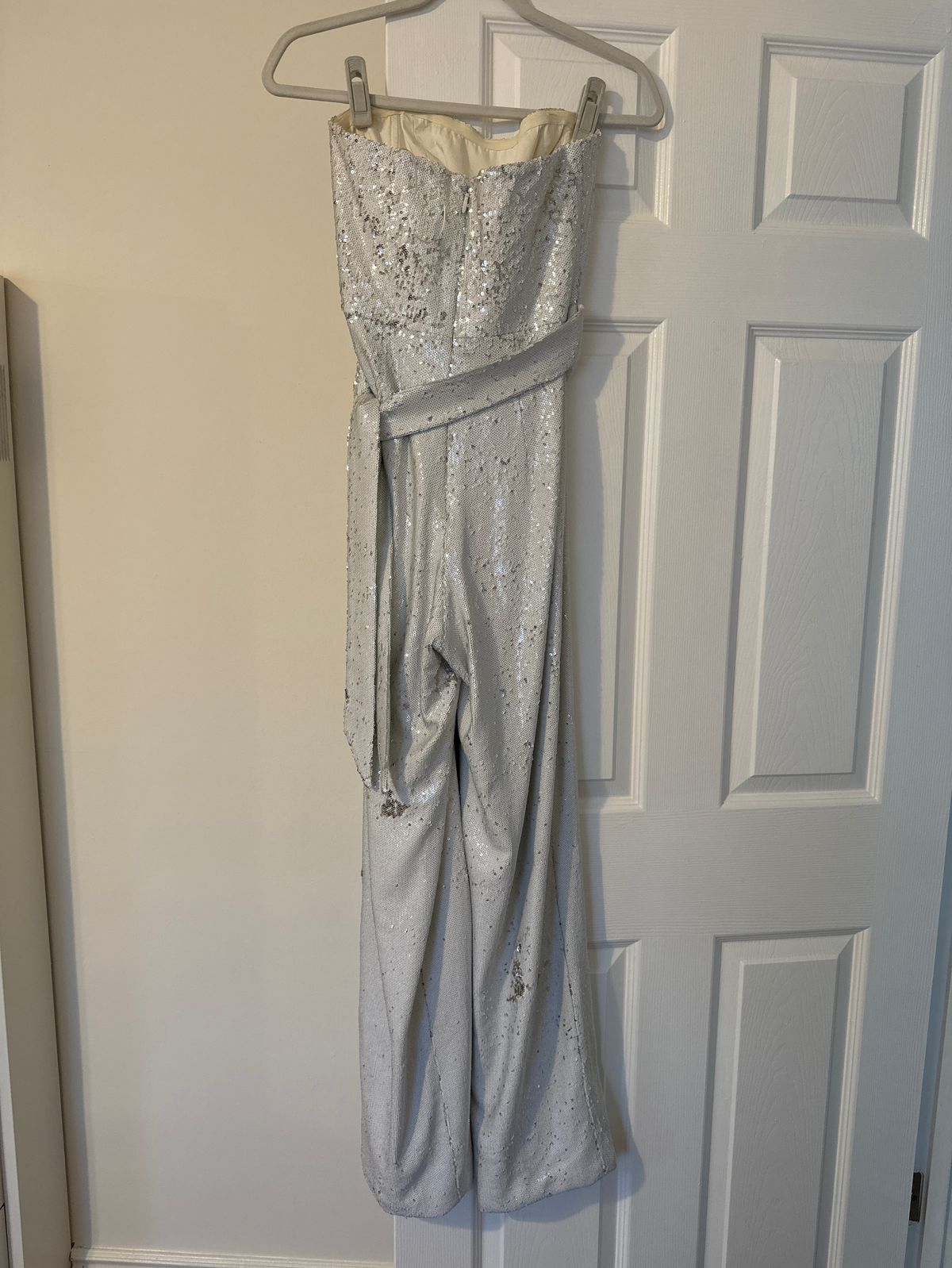 Dress the population Size S Prom Strapless White Formal Jumpsuit on Queenly