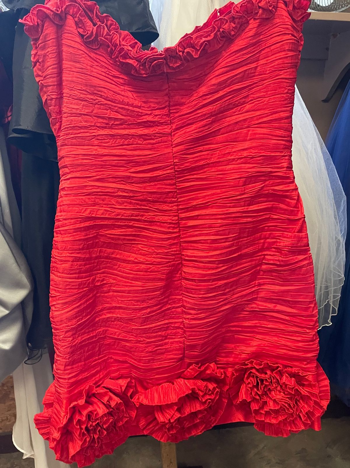 Size 14 Prom Strapless Red Cocktail Dress on Queenly