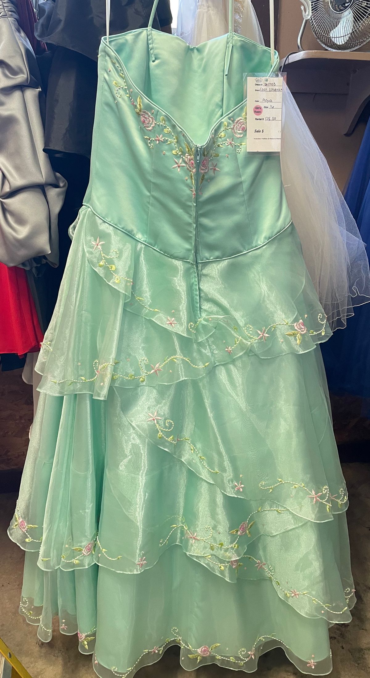Girls Size 14 Prom Light Green Ball Gown on Queenly