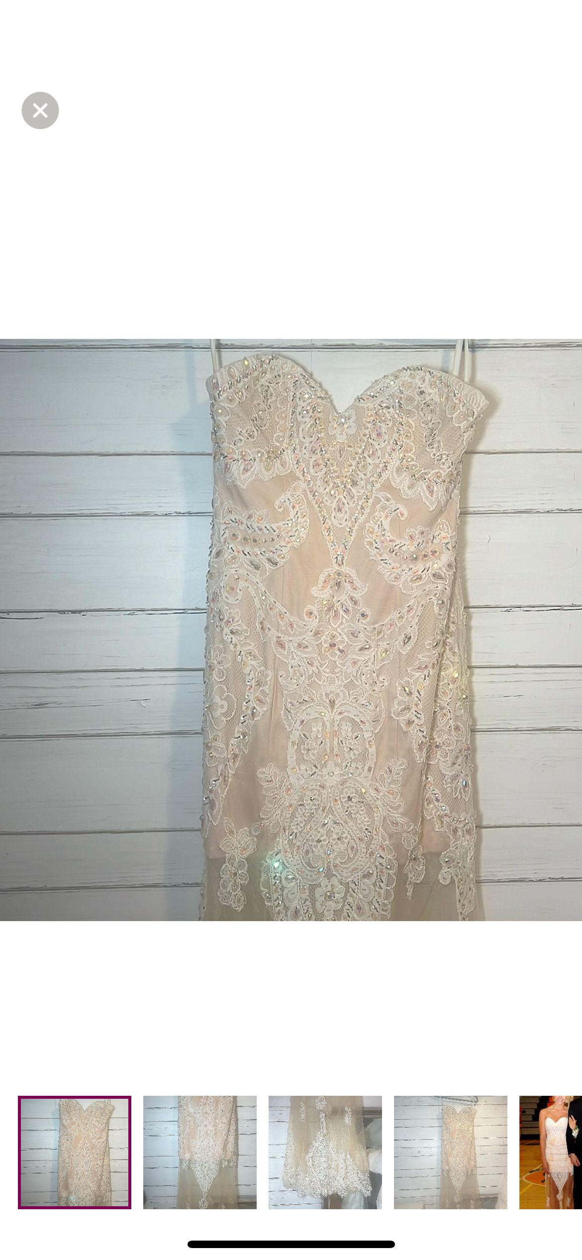 Jovani Size 6 Prom Strapless Lace White Dress With Train on Queenly