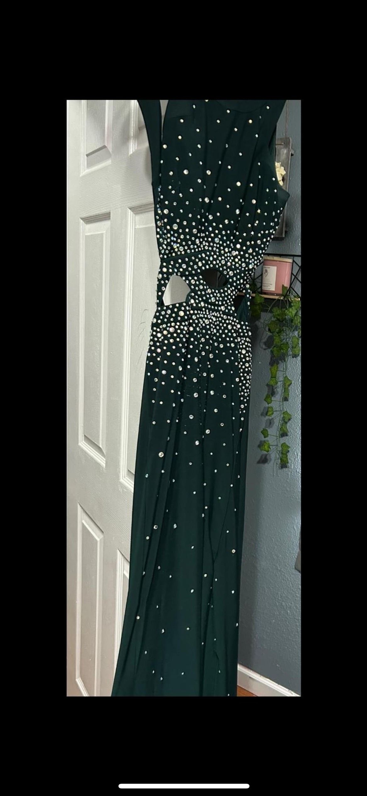 Size S Prom Sequined Green Side Slit Dress on Queenly