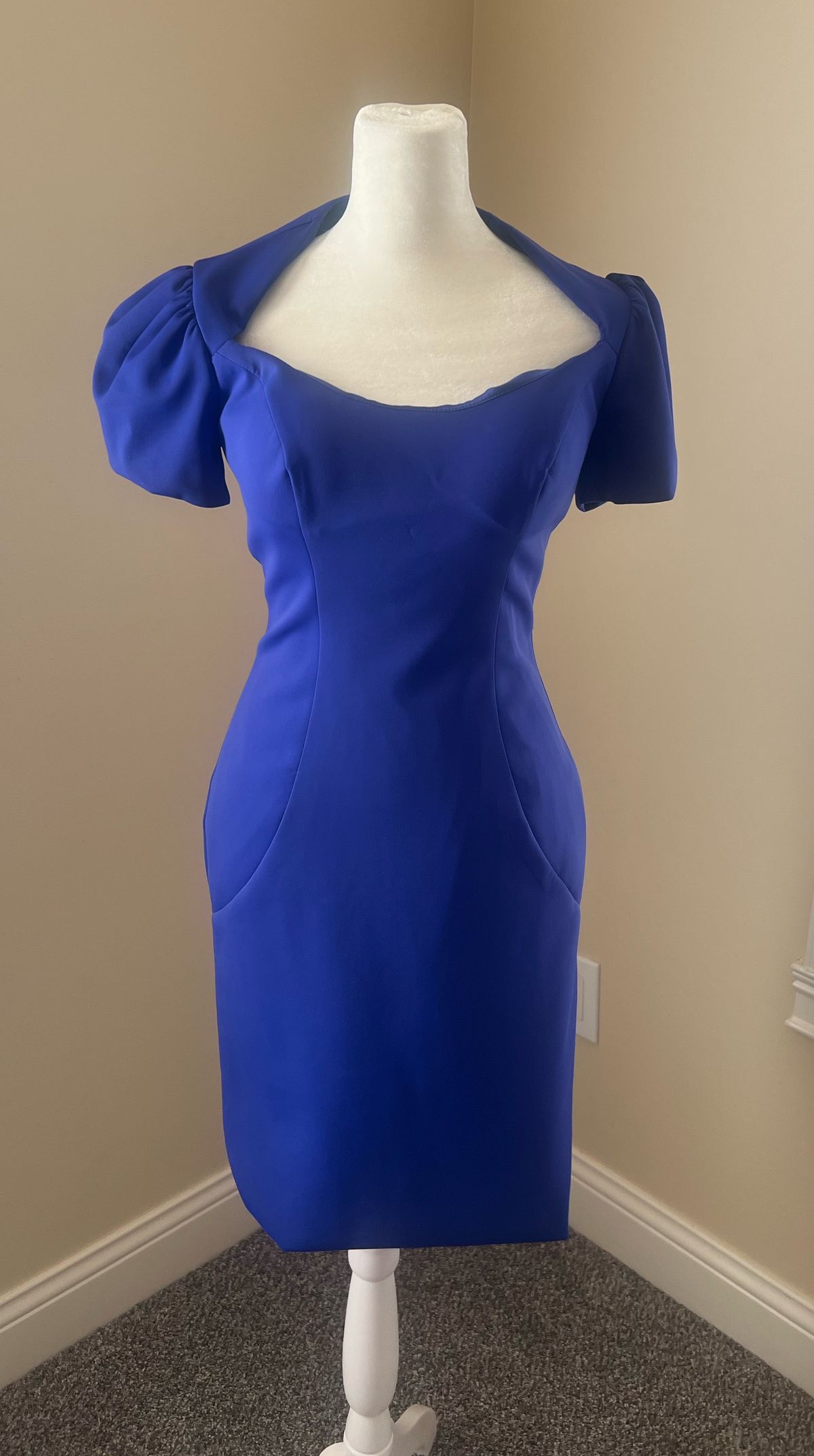 Style 4534 Ashley Lauren Size 4 Homecoming Cap Sleeve Blue Cocktail Dress on Queenly