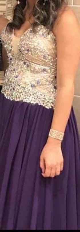 Milano Formals Size 8 Prom Strapless Purple Floor Length Maxi on Queenly