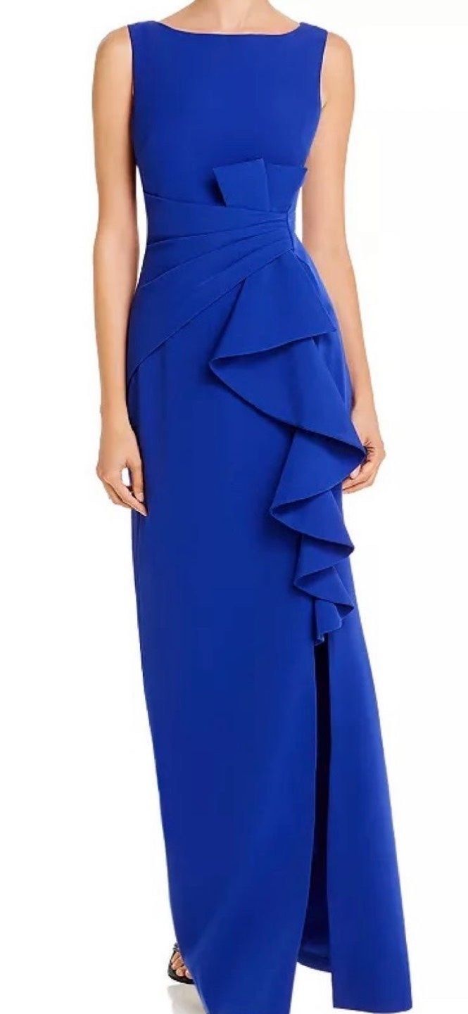 Eliza J Size 6 Wedding Guest Blue Side Slit Dress on Queenly