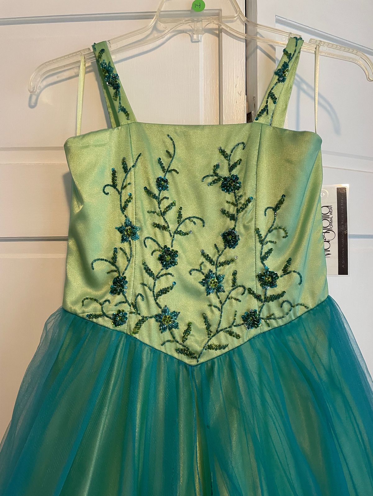 Girls Size 14 Pageant Green Ball Gown on Queenly
