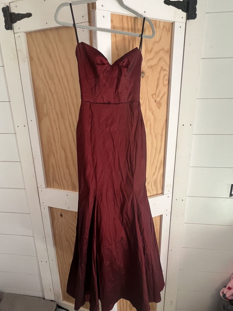 Size 4 Strapless Red Mermaid Dress on Queenly