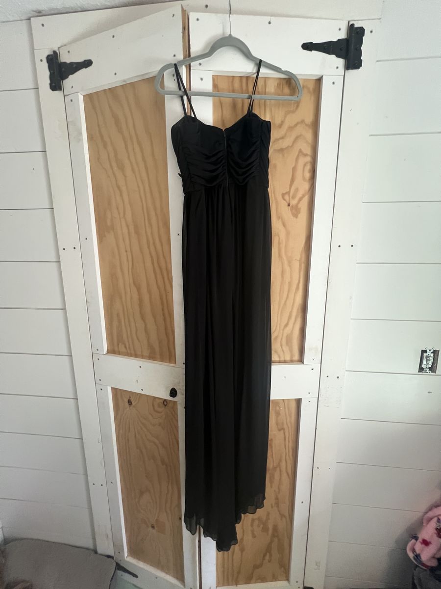 Size 4 Strapless Black Side Slit Dress on Queenly
