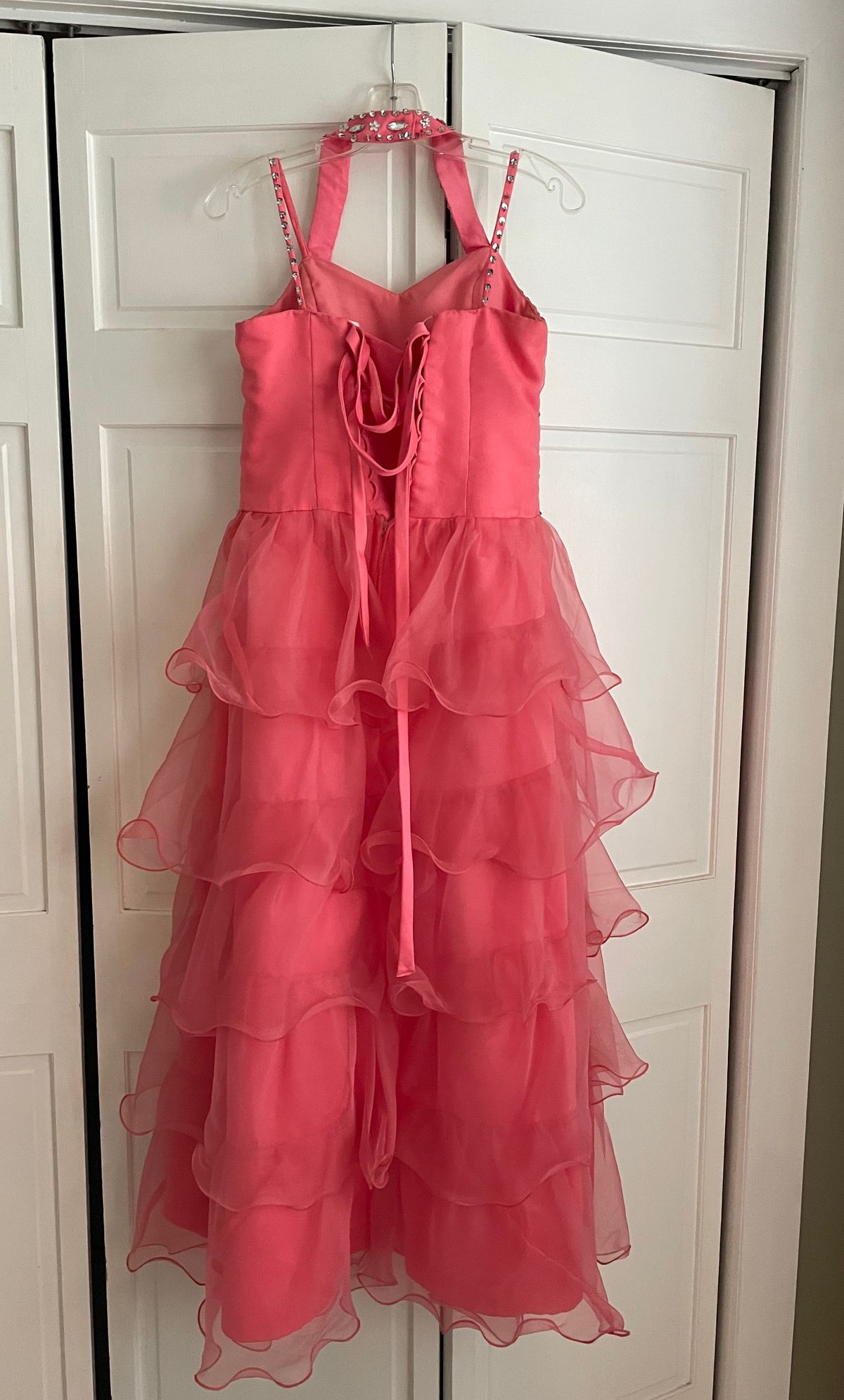 Girls Size 10 Pageant Orange Ball Gown on Queenly