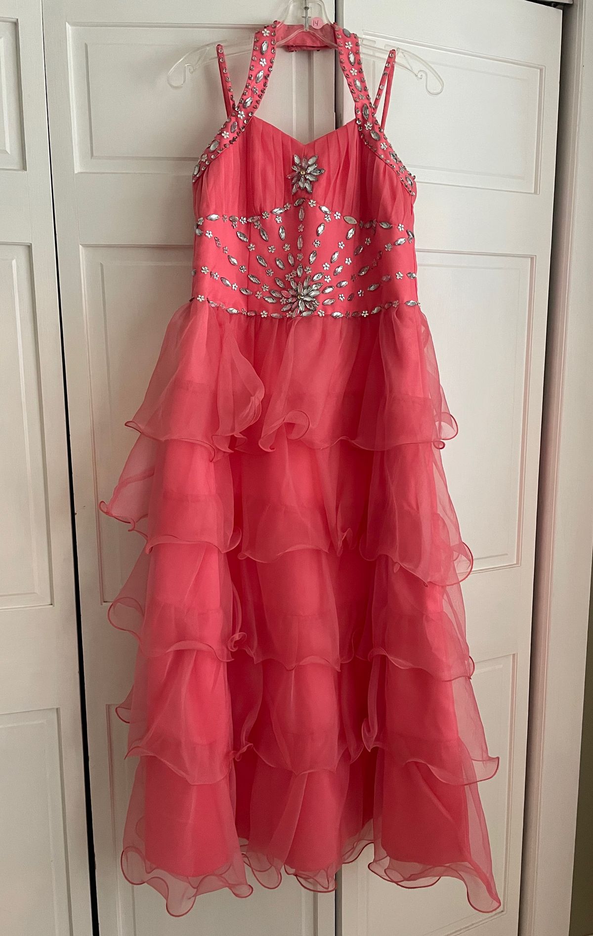 Girls Size 10 Pageant Orange Ball Gown