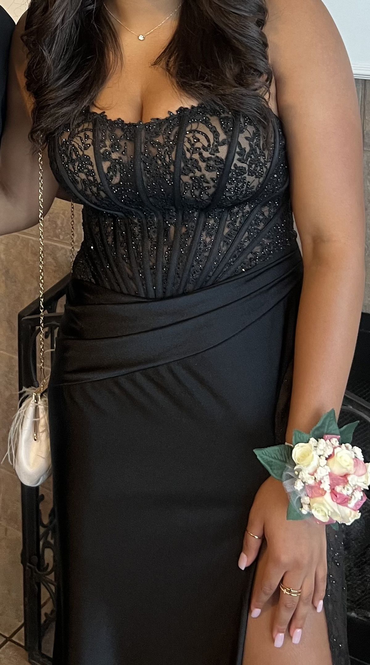 Ellie Wilde Size 8 Prom Strapless Black Mermaid Dress on Queenly