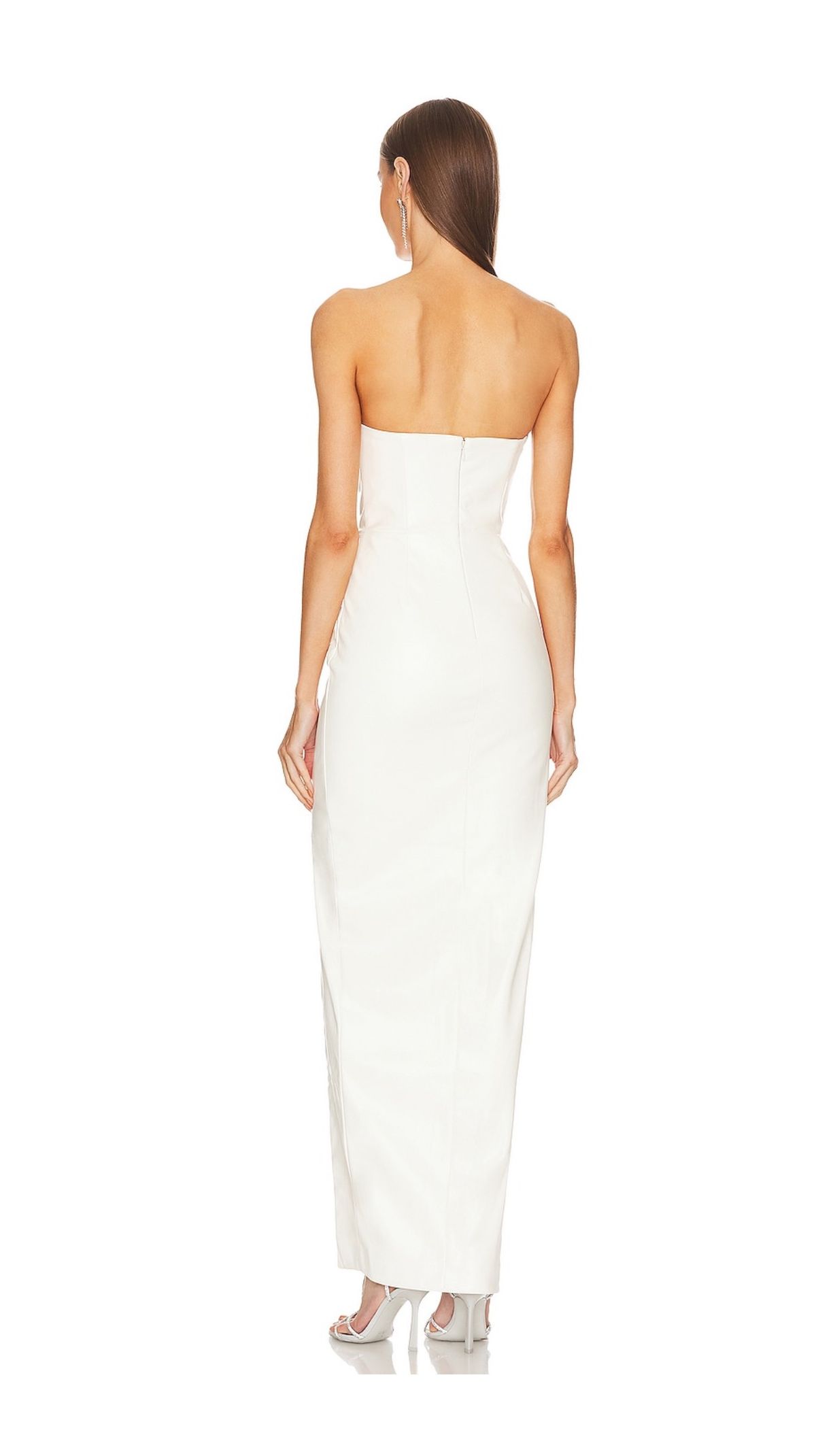 Michael Costello Size S Wedding Plunge White Side Slit Dress on Queenly