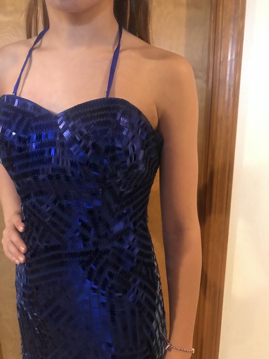 Size 00 Pageant Strapless Blue Cocktail Dress on Queenly