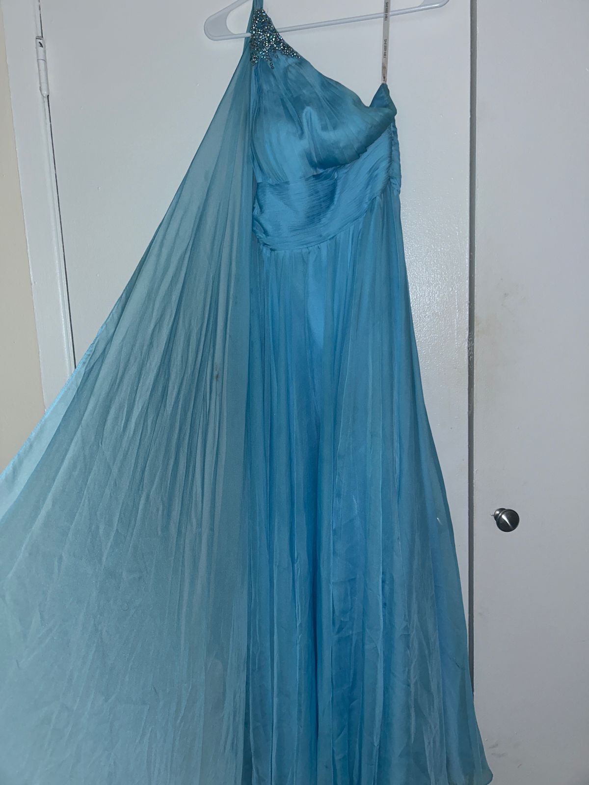 Sherri Hill Size 6 Pageant One Shoulder Blue Side Slit Dress on Queenly