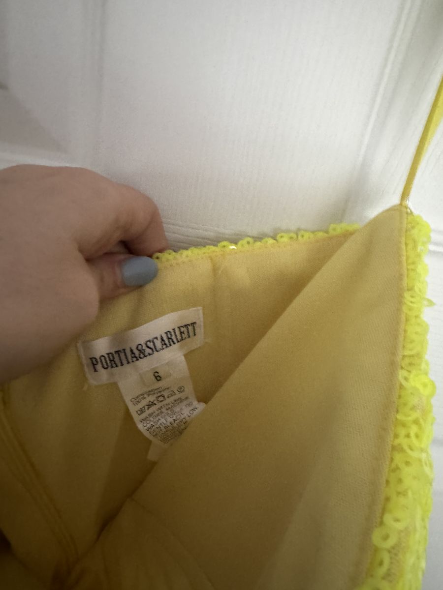 Portia and Scarlett Size 6 Prom Strapless Yellow Side Slit Dress on Queenly