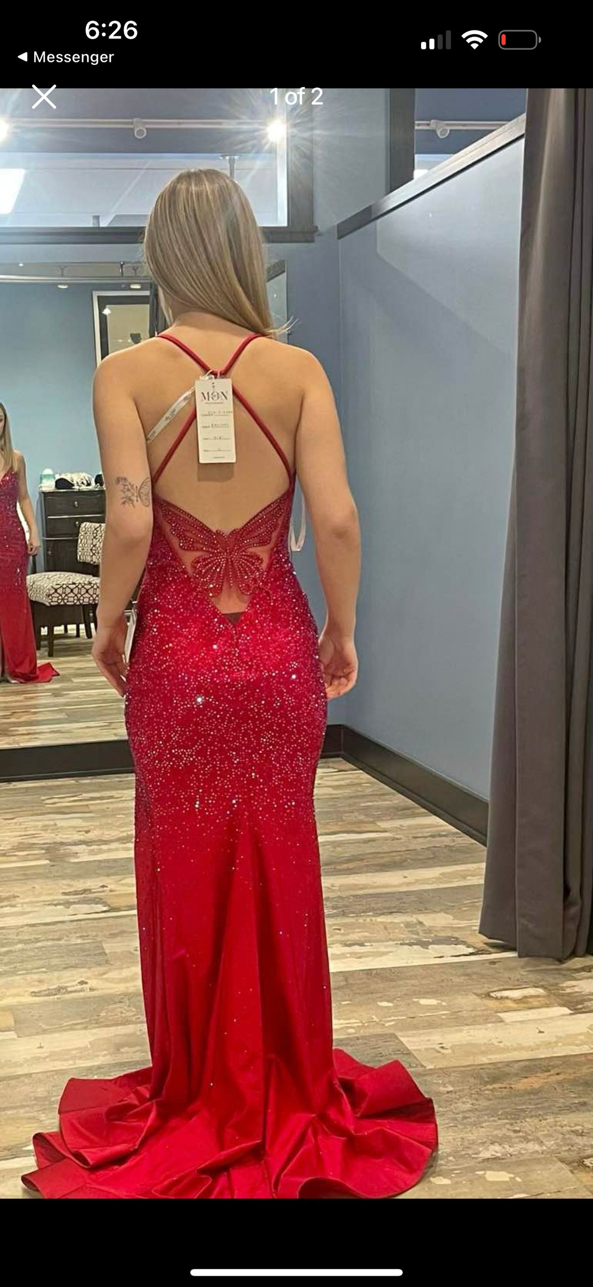 Style Prom Ellie Wilde Size 0 Prom Red Dress With Train on Queenly