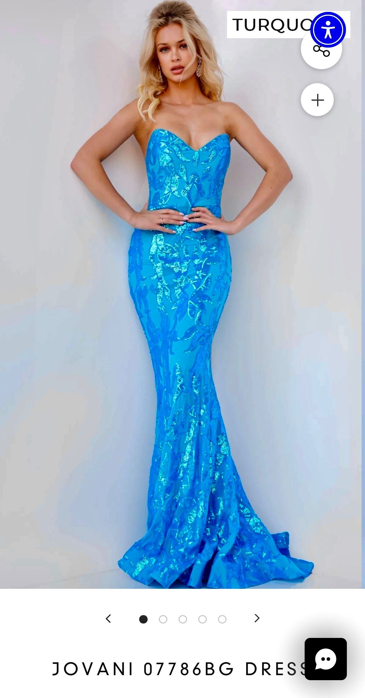 Style 07786BG Jovani Size 2 Prom Strapless Turquoise Blue Mermaid Dress on Queenly