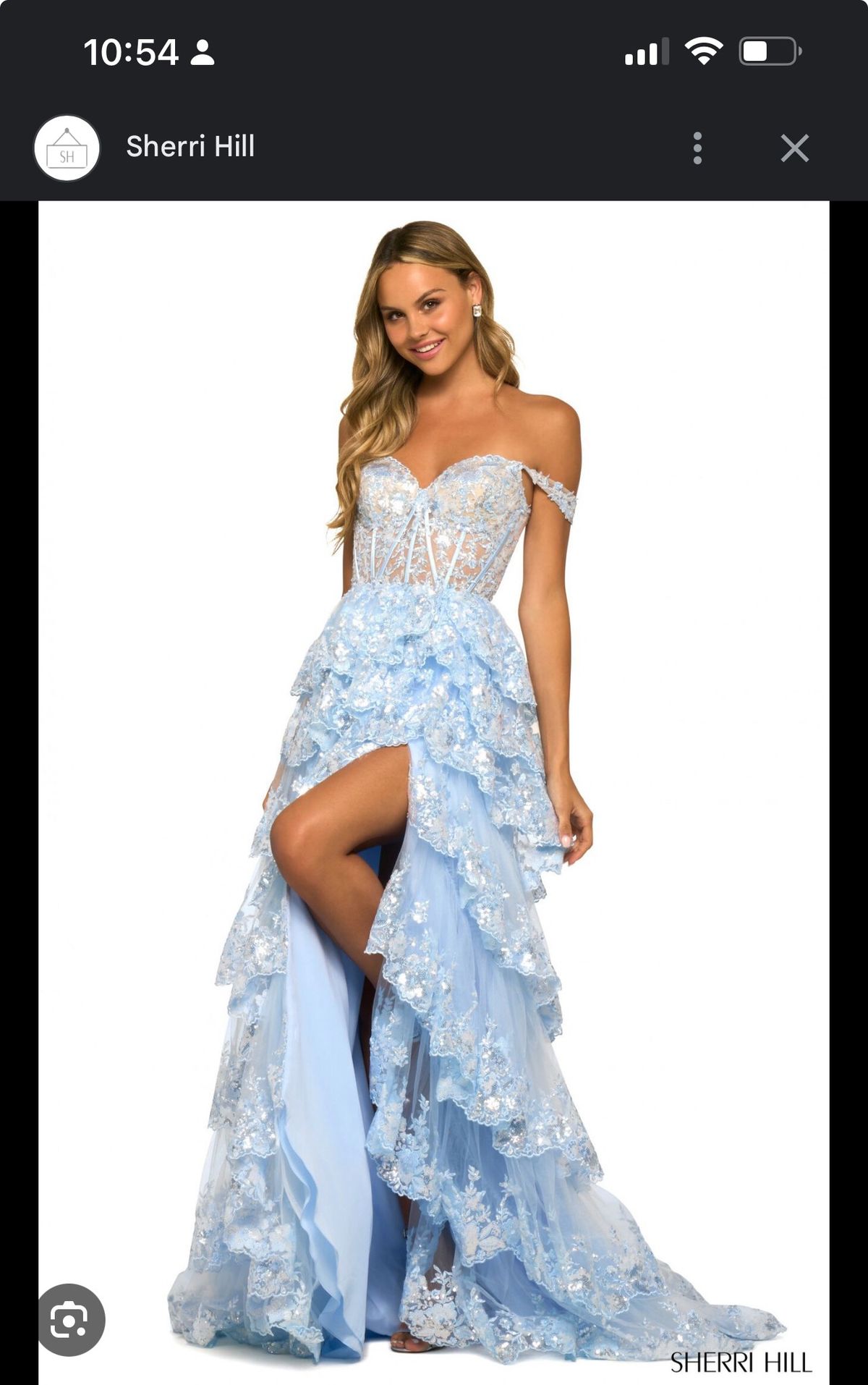 Style 55500 Sherri Hill Size 6 Prom Blue Dress With Train on Queenly