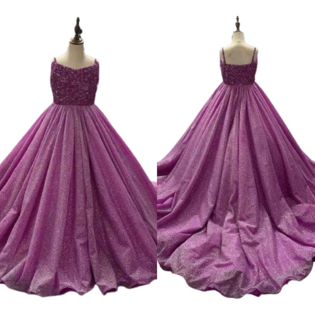 YunYun He Girls Size 7 Pageant Purple Ball Gown on Queenly
