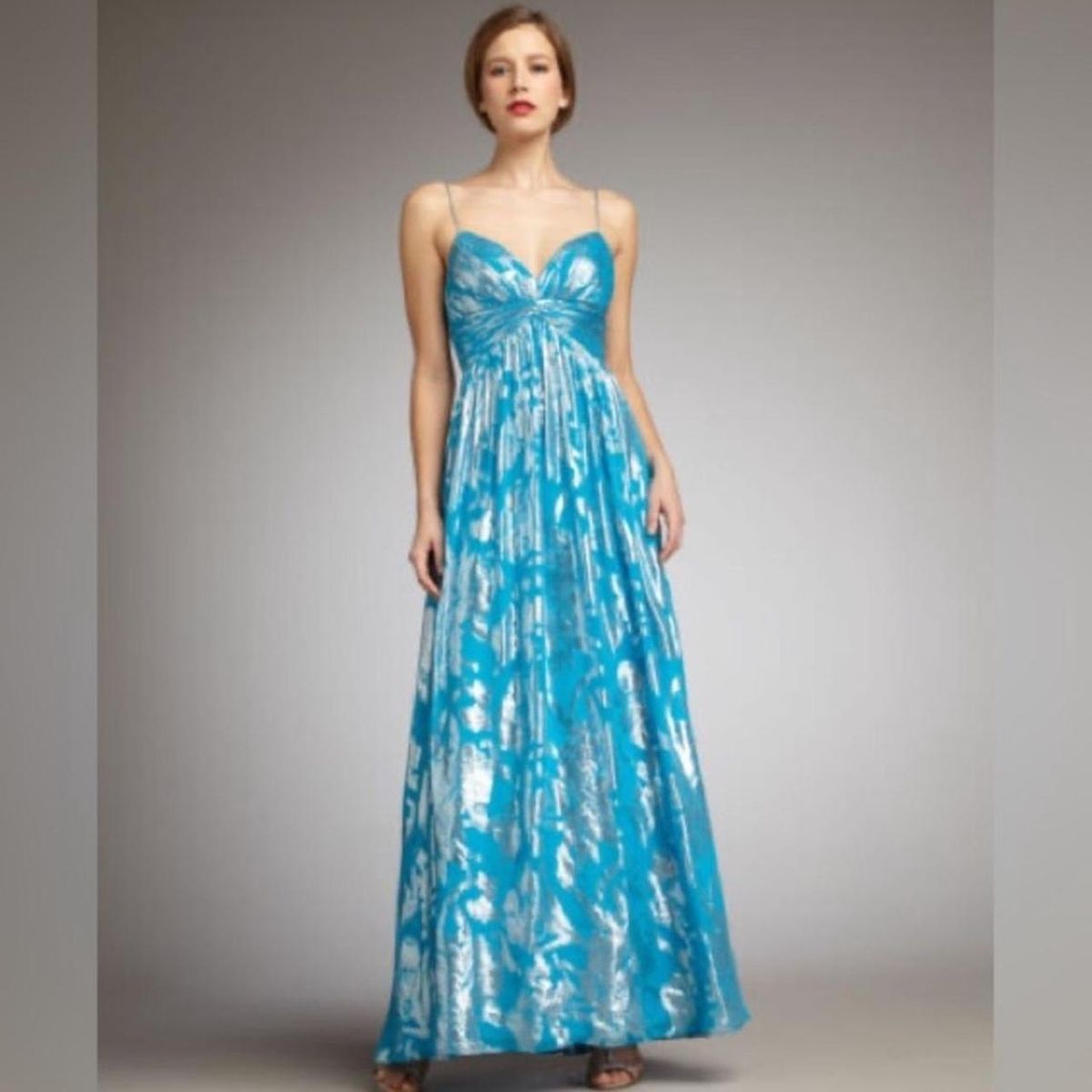 Aidan Mattox Size 4 Prom Plunge Blue A-line Dress on Queenly