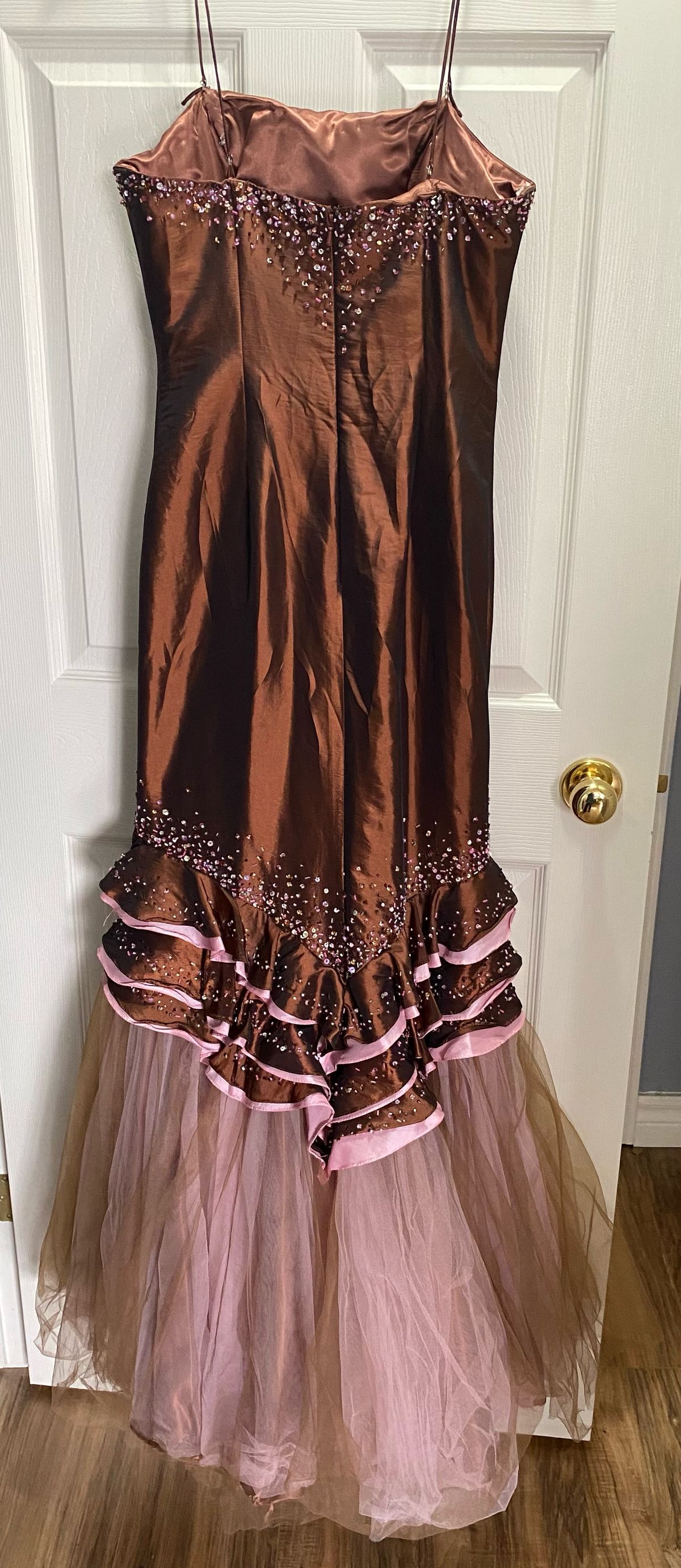 Tiffany Designs Size 8 Strapless Brown Mermaid Dress on Queenly
