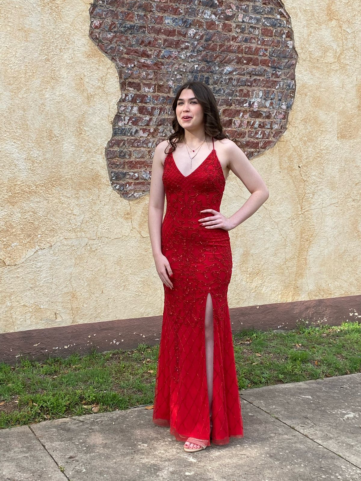 Jules and Cleo Size 0 Prom Plunge Red A-line Dress on Queenly