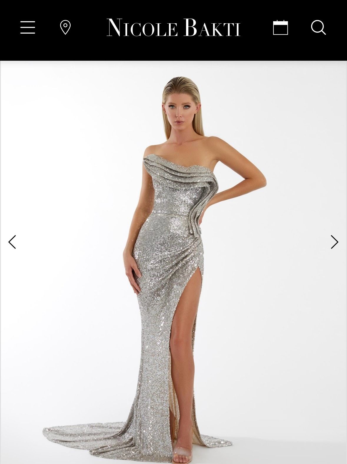 Style 7038 Nicole Bakti Size 6 Prom Strapless Silver Floor Length Maxi on Queenly