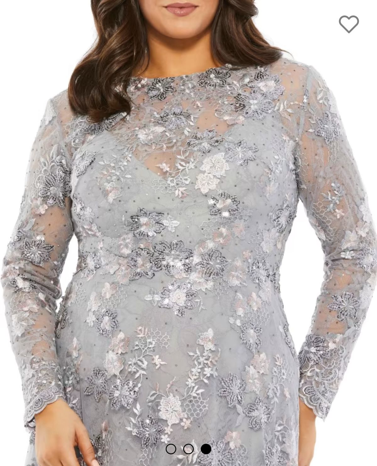 Style 67923 Mac Duggal Plus Size 20 Prom Long Sleeve Silver A-line Dress on Queenly