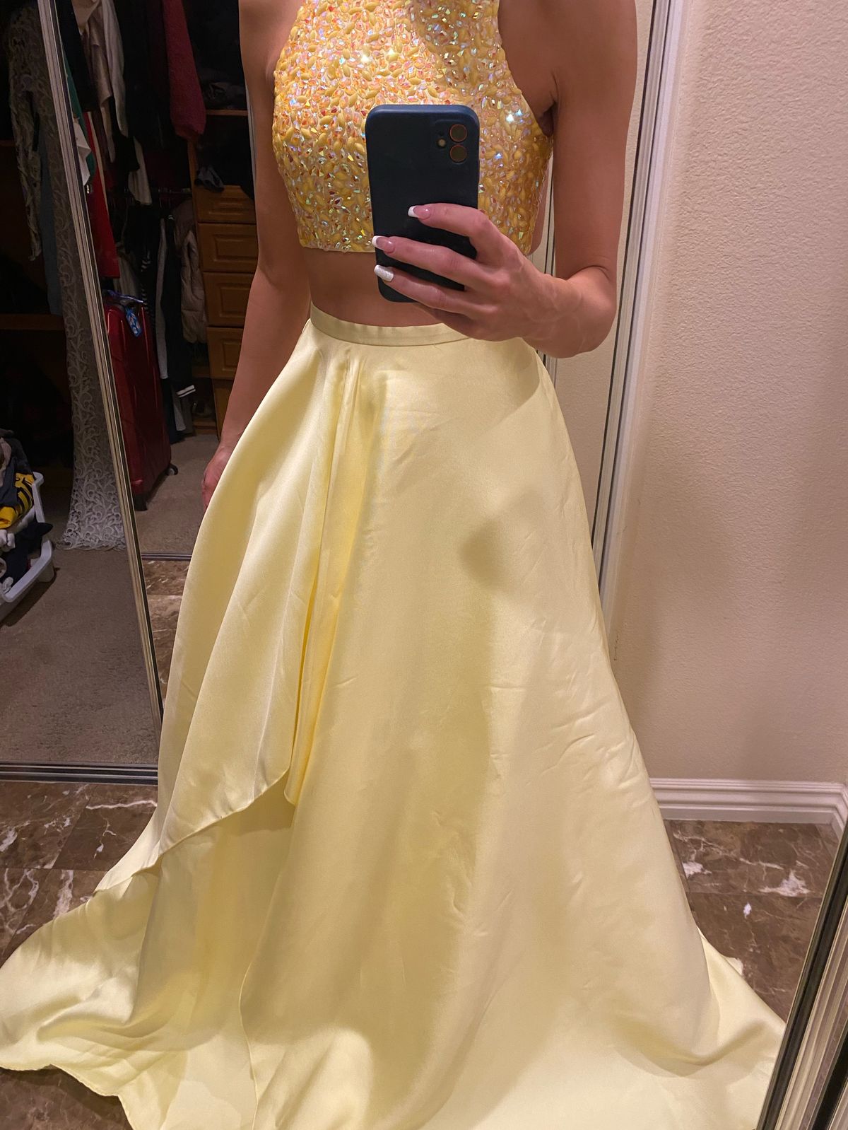 Style 28123a Jovani Size 2 Prom Yellow Ball Gown on Queenly